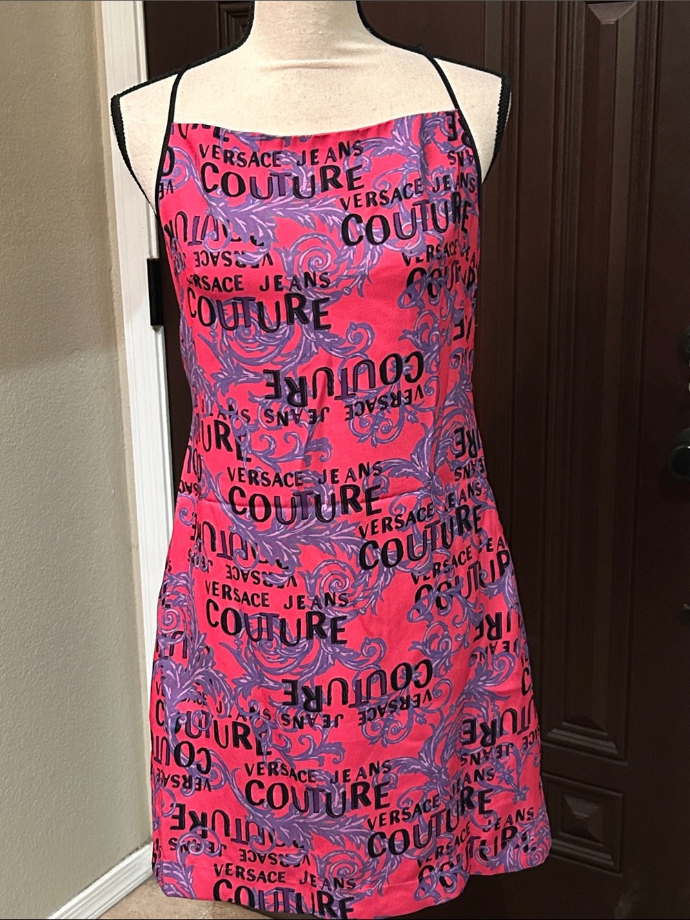 Versace Jeans Couture Hot Pink Baroque Slip Dress